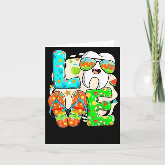 Love Dental Life Cute Tooth Flip Flops Summer Dent カード (正面)