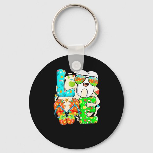 Love Dental Life Cute Tooth Flip Flops Summer Dent キーホルダー (正面)