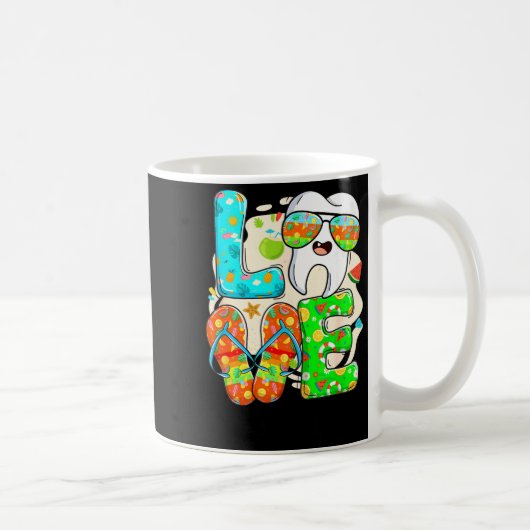 Love Dental Life Cute Tooth Flip Flops Summer Dent コーヒーマグカップ (右)