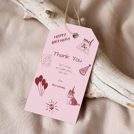 Love Dog 1st Birthday – Cute Puppy, Balloons ギフトタグ
