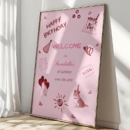 Love Dog 1st Birthday – Cute Puppy, Balloons ポスター