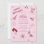 Love Dog 1st Birthday – Cute Puppy, Balloons 招待状 (正面)