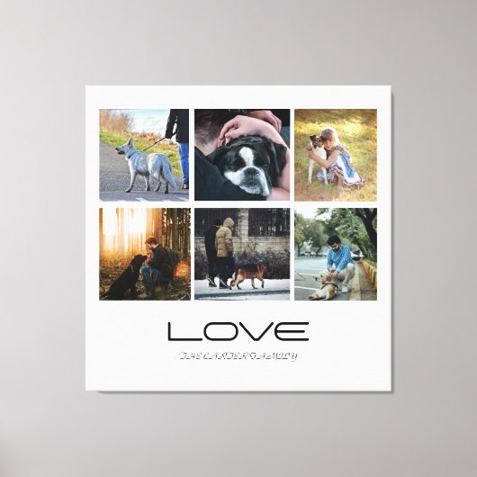 Love Dog Family Portrait Collage Design キャンバスプリント (正面)