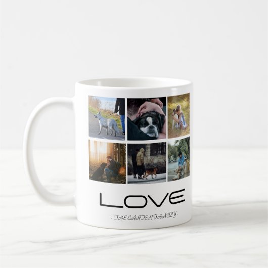 Love Dog Family Portrait Collage Design コーヒーマグカップ (左)