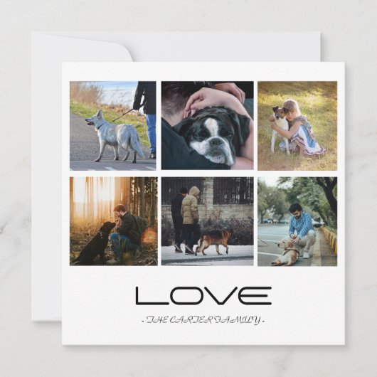 Love Dog Family Portrait Collage Design シーズンカード (正面)