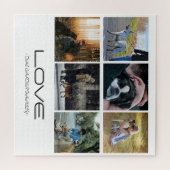 Love Dog Family Portrait Collage Design ジグソーパズル (横)