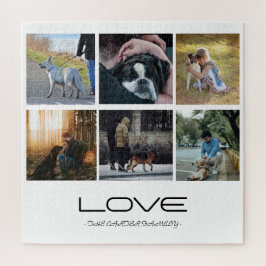 Love Dog Family Portrait Collage Design ジグソーパズル