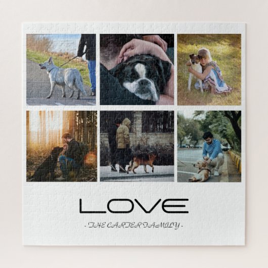 Love Dog Family Portrait Collage Design ジグソーパズル (縦)