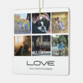 Love Dog Family Portrait Collage Design セラミックオーナメント (左)