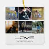 Love Dog Family Portrait Collage Design セラミックオーナメント (正面)