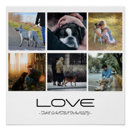 Love Dog Family Portrait Collage Design ポスター