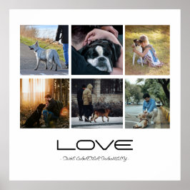 Love Dog Family Portrait Collage Design ポスター