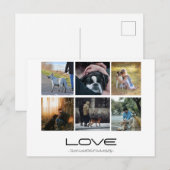 Love Dog Family Portrait Collage Design ポストカード (正面/裏面)