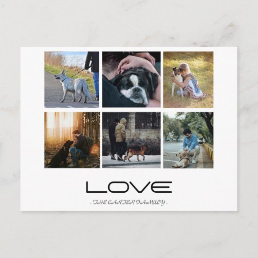 Love Dog Family Portrait Collage Design ポストカード (正面)