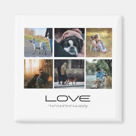 Love Dog Family Portrait Collage Design マグネット (正面)