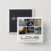 Love Dog Family Portrait Collage Design 缶バッジ (正面&裏面)