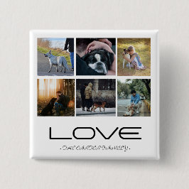 Love Dog Family Portrait Collage Design 缶バッジ