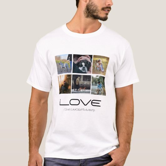 Love Dog Family Portrait Collage Design Tシャツ (正面)