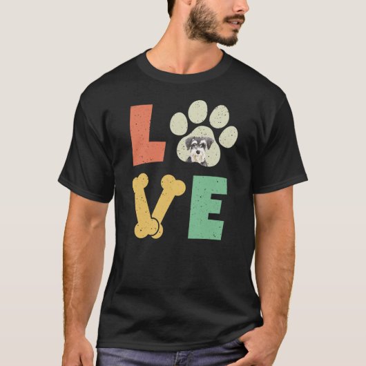 Love Dog Miniature Schnauzer Dog Lover Dog Breed  Tシャツ (正面)