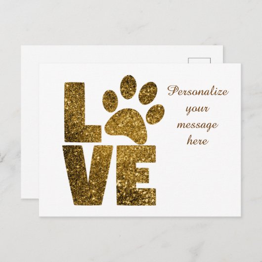 Love Dog Paw印刷メッセパーソナライズされたージ、引用文、または 案内ポストカード (正面/裏面)