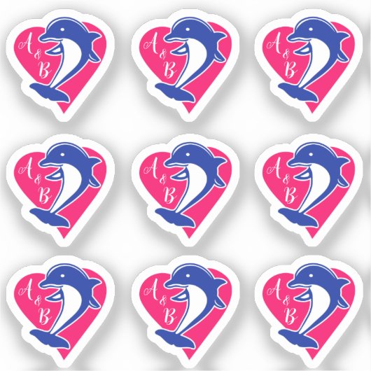 Love dolphin heart シール (正面)