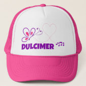 Love Dulcimer Pink Purple Butterfly Heart Trucker キャップ (正面)