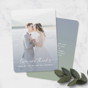 Love & Dusty Blue感謝していの写真オ結婚ーバーレイ サンキューカード
