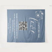 Love Dusty Blue QRの背景を結婚捉える タペストリー (正面(横))