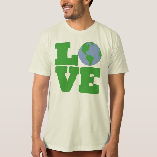 LOVE Earth (緑の文字) Tシャツ (正面)