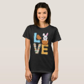 Love Easter Bunny Egg Giraffe Print Cute Bunny Kid Tシャツ (正面フル)