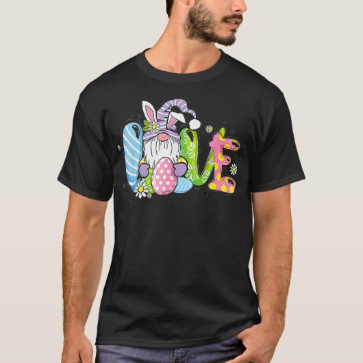 Love Easter With Gnomieおもしろい格言イースターチームF Tシャツ (正面)
