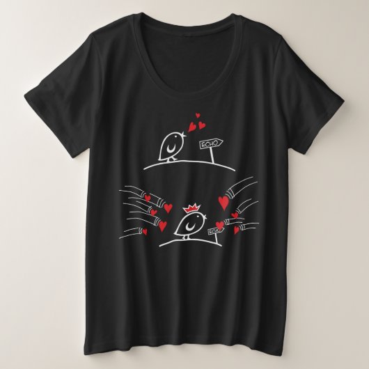 LOVE ECHO - Birds Tweetlercools 2漫画 プラスサイズTシャツ (デザイン正面)