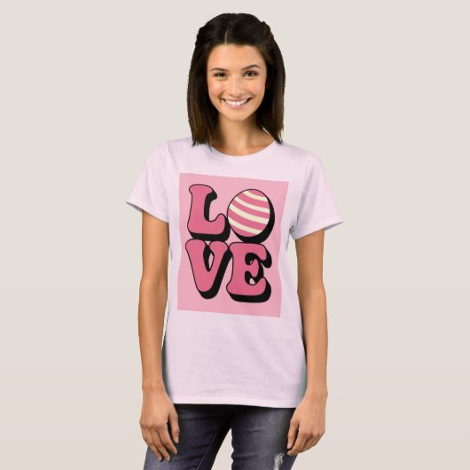 LOVE Egg Pink Women's Tシャツ (正面フル)