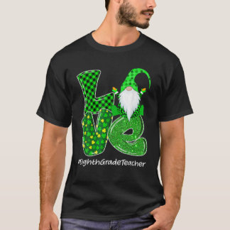 Love Eighth Grade Gnome St Patrick’S Day Green Pla Tシャツ