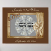 Love Elegant Bow Photo Frame Wedding  ポスター (正面)