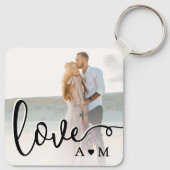 Love Elegant Script カップル2枚写真 キーホルダー (裏面)