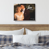Love Elegant Script Wedding Photo Wall Art キャンバスプリント (インサイチュ (寝室))