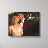 Love Elegant Script Wedding Photo Wall Art キャンバスプリント (正面)