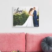Love Elegant Script Wedding Photo Wall Art キャンバスプリント (インサイチュ (リビング))