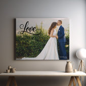 Love Elegant Script Wedding Photo Wall Art キャンバスプリント