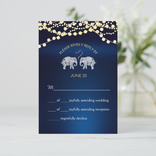 LOVE/ELEPHANT NIGHT LIGHTS結婚式RSVP 出欠カード (スタンド正面)