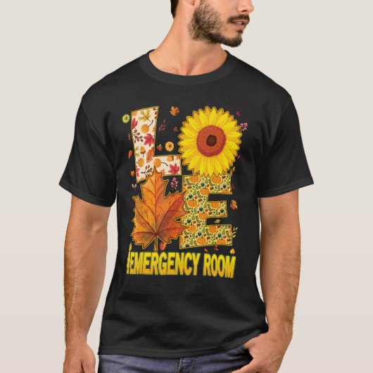 Love Emergency Room Nurse Scrubs Thanksgiving Sunf Tシャツ (正面)
