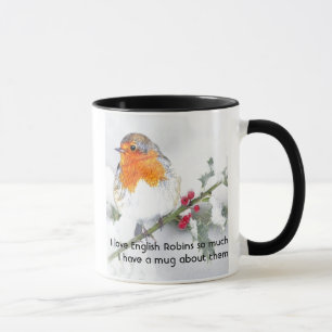 Love English Robin Birds so much Iおもしろい引用文 マグカップ