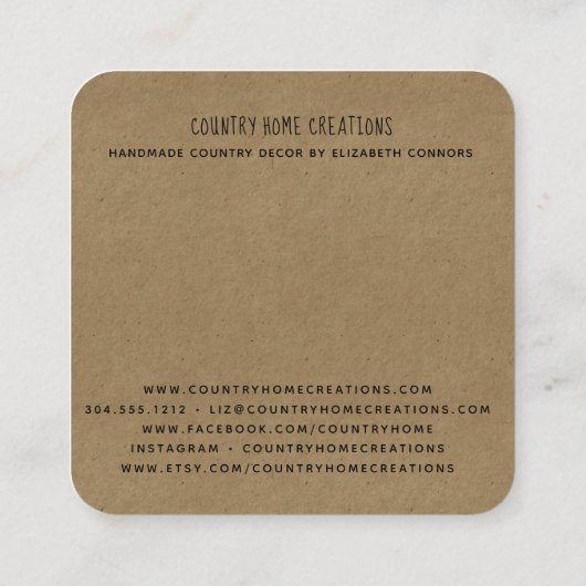 Love Etsyホームクラフタークラフトショーで手作り スクエア名刺 (裏面)