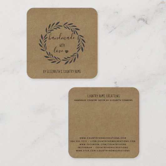 Love Etsyホームクラフタークラフトショーで手作り スクエア名刺 (正面/裏面)