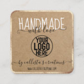 Love Etsy Home Crafterロゴ付き手作り金ゴールド スクエア名刺 (正面)
