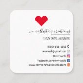 Love Etsy Home Crafter Art Fairで手作り スクエア名刺 (裏面)