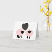 "Love Ewe 2"、遊び心のあるグリーティングカード カード (黄色い花)