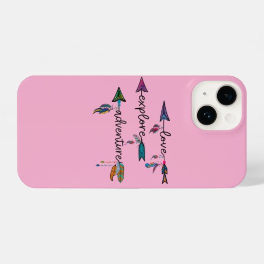 Love Explore Adventure Arrow Tribal Boho Design iPhoneケース (裏面横)