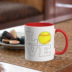 LOVE Fastpitchソフトボールスポーツプレーヤーまたはコーチ ツートーンマグカップ
